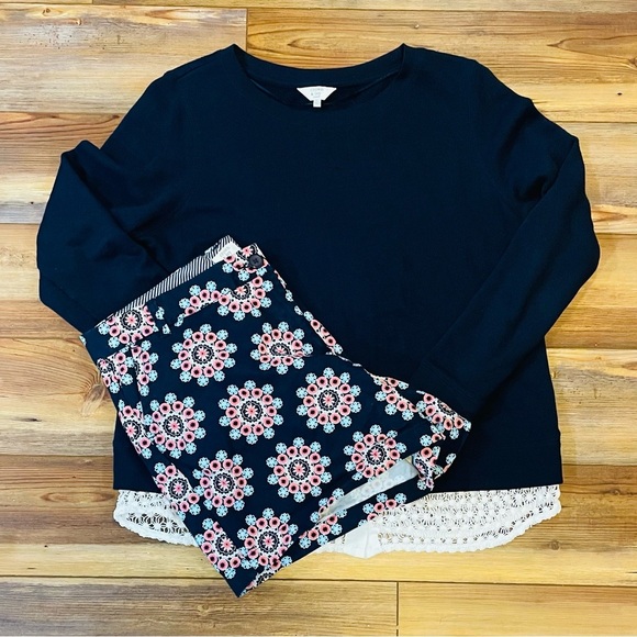 Women’s crown & ivy Navy Blue Shirt with White Eyelet False Under Shirt SizeXL - Picture 3 of 4